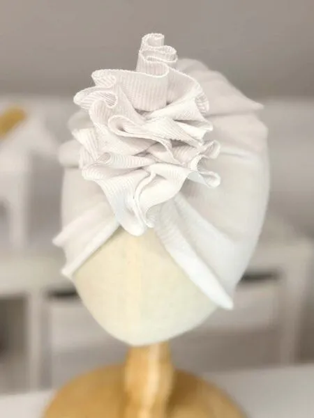 Turban prążkowany biały