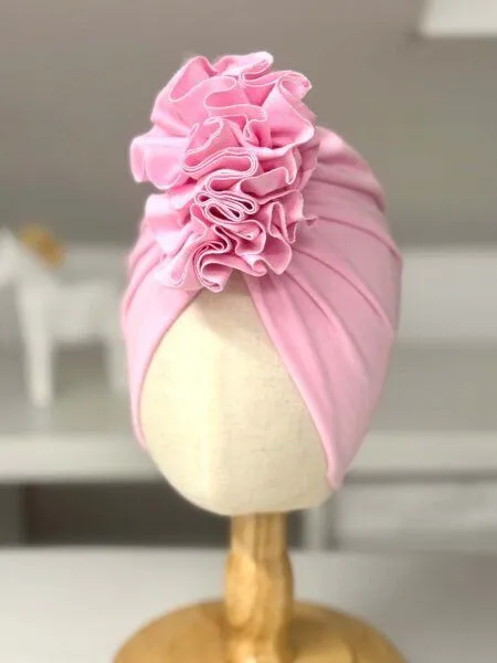 Turban dla dziewczynki (cukierkowy róż) - podwojna dzianinka