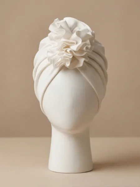 Turban dla dziewczynki (śmietanka) - podwojna dzianinka