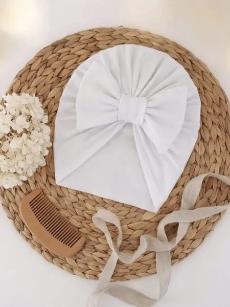 Turban dla dziewczynki z kokardą (biały)