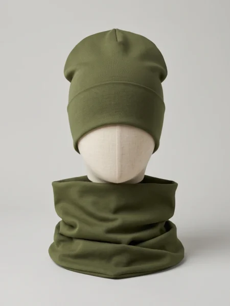 Komplet czapka i komin (khaki)