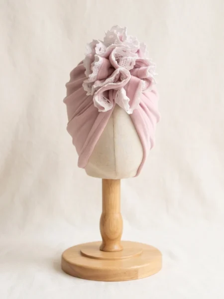 Turban dla dziewczynki welurowy jasny róż