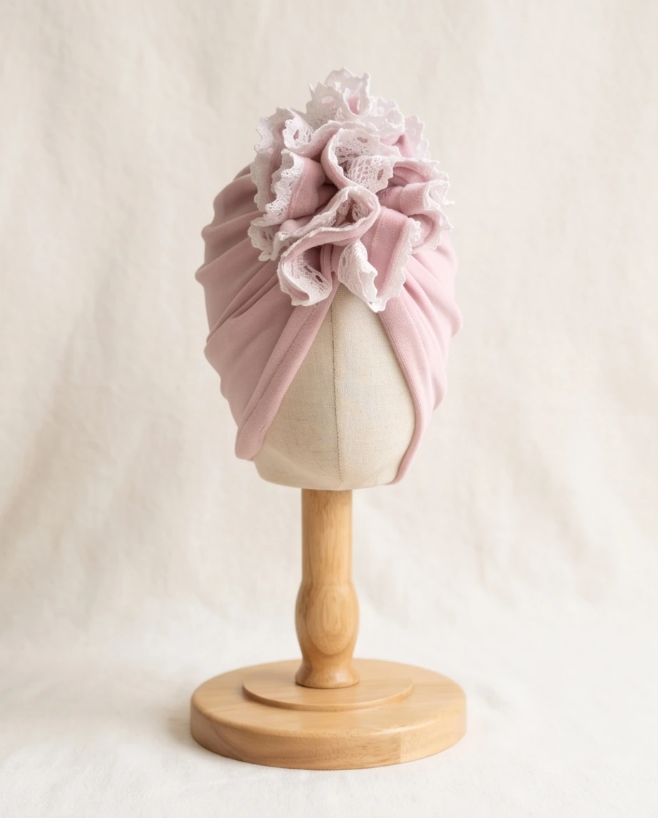 Turban dla dziewczynki welurowy jasny róż