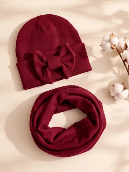 Komplet czapka i komin prążek (bordo)